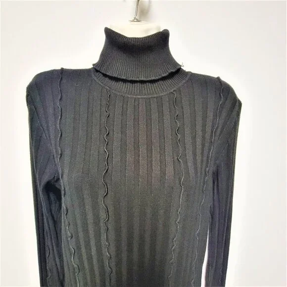 Black Ribbed Turtleneck - Picture 2 of 6